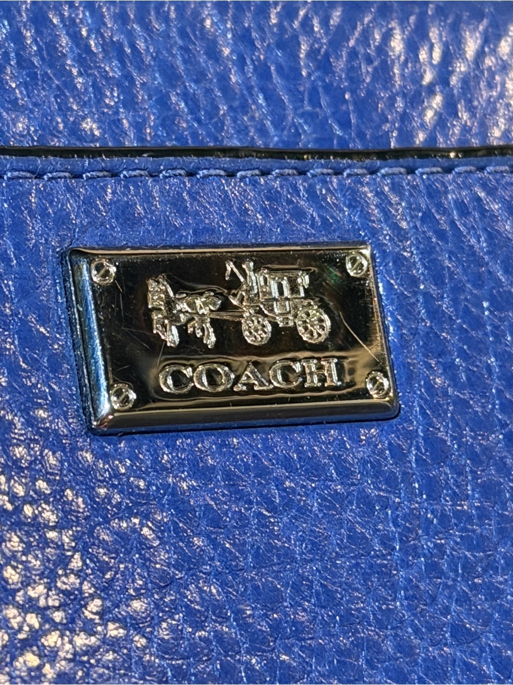 COACH Pebble Leather Crossbody in Royal Blue with Gold Hardware - Picture 9 of 11